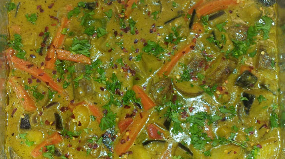 Coconut Curry Vegetables with Chilies and Fresh Parsley